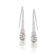 Italian 8mm Shell Pearl and Sterling Silver Bead Drop Earrings