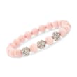 8mm Pink Shell and 8mm Crystal Stretch Bracelet