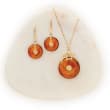 3mm Amber &quot;Lucky Fortune&quot; Chinese Symbol Drop Earrings in 14kt Yellow Gold