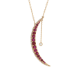 1.50 ct. t.w. Ruby and .19 ct. t.w. Diamond Half-Moon Necklace in 14kt Rose Gold