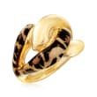 Italian Leopard-Print Enamel Link Ring in 18kt Gold Over Sterling
