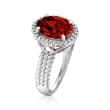 2.70 Carat Garnet and .13 ct. t.w. Diamond Halo Ring in 14kt White Gold