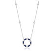 Gregg Ruth .72 ct. t.w. Sapphire and .44 ct. t.w. Diamond Circle Pendant Necklace in 18kt White Gold