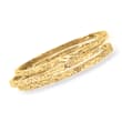 Italian 18kt Gold Over Sterling Jewelry Set: Three Hammered Bangle Bracelets