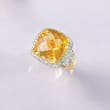 9.50 Carat Citrine and And .40 ct. t.w. Diamond Ring in 14kt Yellow Gold