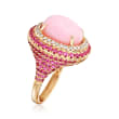 Pink Opal and 1.40 ct. t.w. Pink Sapphire Ring with .29 ct. t.w. Diamonds in 14kt Yellow Gold