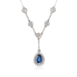 .50 Carat Sapphire and .63 ct. t.w. Diamond Y-Necklace in 14kt White Gold