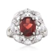 2.60 Carat Garnet and 3.50 ct. t.w. White Topaz Ring in Sterling Silver