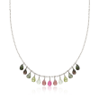 14.00 ct. t.w. Multicolored Tourmaline Drop Necklace in Sterling Silver