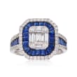 2.60 ct. t.w. Sapphire and .85 ct. t.w. Diamond Ring in 18kt White Gold