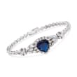 6.00 ct. t.w. Simulated Sapphire and 6.90 ct. t.w. CZ Heart Bracelet in Sterling Silver