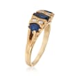 C. 1980 Vintage 1.10 ct. t.w. Sapphire and .10 ct. t.w. Diamond Ring in 14kt Yellow Gold