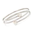 8-8.5mm Cultured Pearl Bypass Bangle Bracelet in Sterling Silver