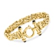 14kt Yellow Gold Byzantine Bracelet with Black Onyx