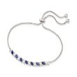 Simulated Sapphire and 1.00 ct. t.w. CZ Bolo Bracelet in Sterling Silver