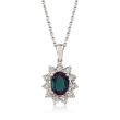 1.60 Carat Synthetic Alexandrite Pendant Necklace with Diamond Accents in Sterling Silver