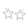 .33 ct. t.w. Baguette and Round Diamond Open Star Earrings in 14kt White Gold