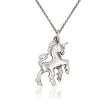 14kt White Gold Polished Unicorn Charm Necklace. 18&quot;