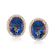 5.25 ct. t.w. Oval Mystic Quartz and .19 ct. t.w. Diamond Earrings in 14kt Yellow Gold