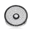 2.65 ct. t.w. Black and White Pave Diamond Bullseye Ring in 18kt White Gold