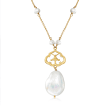 4-16mm Cultured Pearl Drop and Station Necklace in 18kt Gold Over Sterling