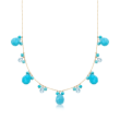 Magnesite and 4.80 ct. t.w. Blue Topaz Necklace with Turquoise in 14kt Yellow Gold