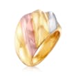 Italian Andiamo 14kt Tri-Colored Gold Over Resin Ring