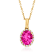 C. 1990 Vintage 1.79 Carat Pink Tourmaline and .20 ct. t.w. Diamond Pendant Necklace in 14kt Yellow Gold 
