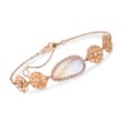 Pink Mother-Of-Pearl and .21 ct. t.w. Diamond Disc Bracelet in 14kt Rose Gold 