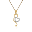 14kt Two-Tone Gold Cat Pendant Necklace