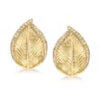 C. 1980 Vintage 1.00 ct. t.w. Diamond Leaf Earrings in 18kt Yellow Gold