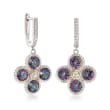 4.90 ct. t.w. Mystic Quartz and .60 ct. t.w. White Topaz Drop Earrings in Sterling and 14kt Gold