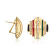 Italian .70 ct. t.w. CZ and Multicolored Enamel Earrings in 18kt Gold Over Sterling