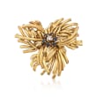 C. 1970 Vintage Tiffany Jewelry 1.20 ct. t.w. Sapphire and .20 Carat Diamond Floral Pin in 18kt Yellow Gold