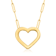 Italian 14kt Yellow Gold Heart Paper Clip Link Necklace