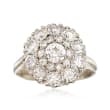 C. 1950 Vintage 2.05 ct. t.w. Diamond Circular Cluster Ring in 14kt White Gold