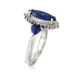C. 1990 Vintage 3.16 ct. t.w. Sapphire and .33 ct. t.w. Diamond Marquise Ring in Platinum