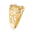 14kt Yellow Gold Scroll Ring with Diamond Accents
