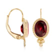 1.60 ct. t.w. Garnet Roped-Edge Drop Earrings in 14kt Yellow Gold