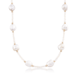 Cultured Pearl Station Necklace with 14kt Yellow Gold