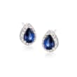 1.60 ct. t.w. Sapphire and .20 ct. t.w. Diamond Earrings in 14kt White Gold
