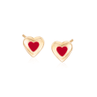 Child's Enamel Heart Earrings in 14kt Yellow Gold