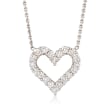 C. 1990 Vintage 1.40 ct. t.w. Diamond Open-Space Heart Necklace in 14kt White Gold