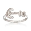 Sterling Silver Anchor Ring with Diamond Accents