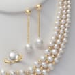  4-9mm Cultured Freshwater Pearl Three-Strand Necklace with 14kt Yellow Gold Clasp