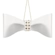 Crystamas White Lambskin Leather Bow Ornament with Gold Tone Studs