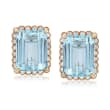 C. 1950 Vintage 42.00 ct. t.w. Aquamarine and 3.85 ct. t.w. Diamond Clip Earrings in 14kt Yellow Gold