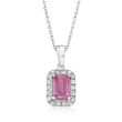 1.10 Carat Sapphire and .25 ct. t.w. Diamond Pendant Necklace in 14kt White Gold