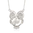 .25 ct. t.w. Diamond Owl Pendant Necklace in Sterling Silver