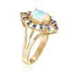Opal and .80 ct. t.w. Sapphire Ring in 14kt Yellow Gold